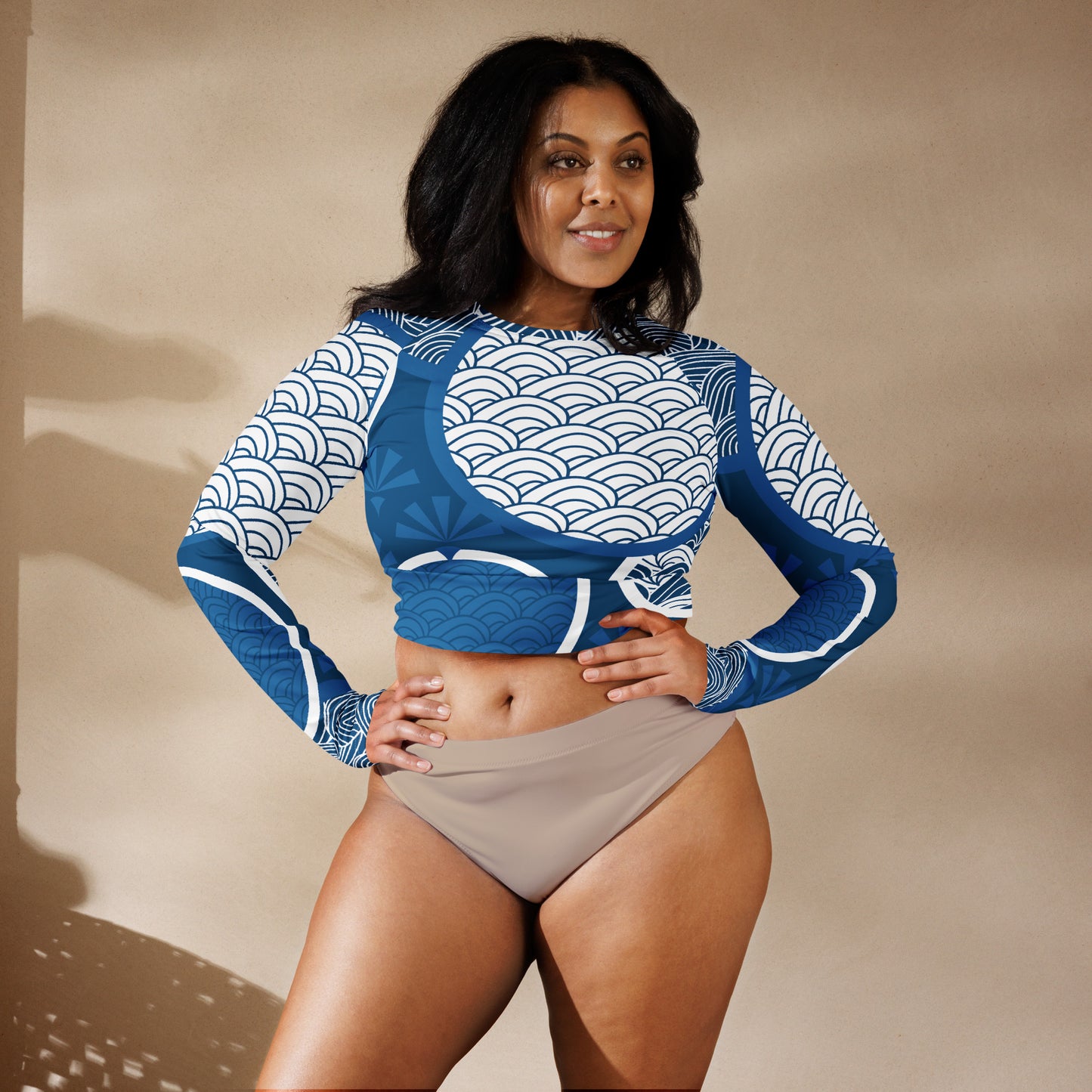 Recycled Ocean long-sleeve crop top
