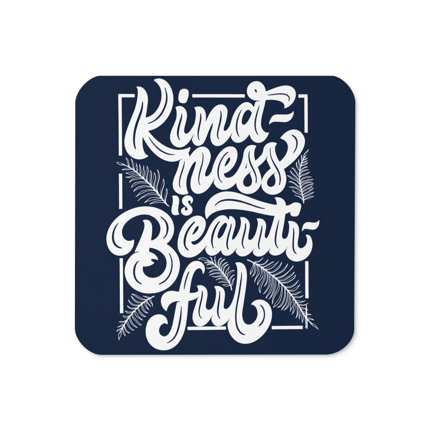 Kindness Navy Cork-back coaster