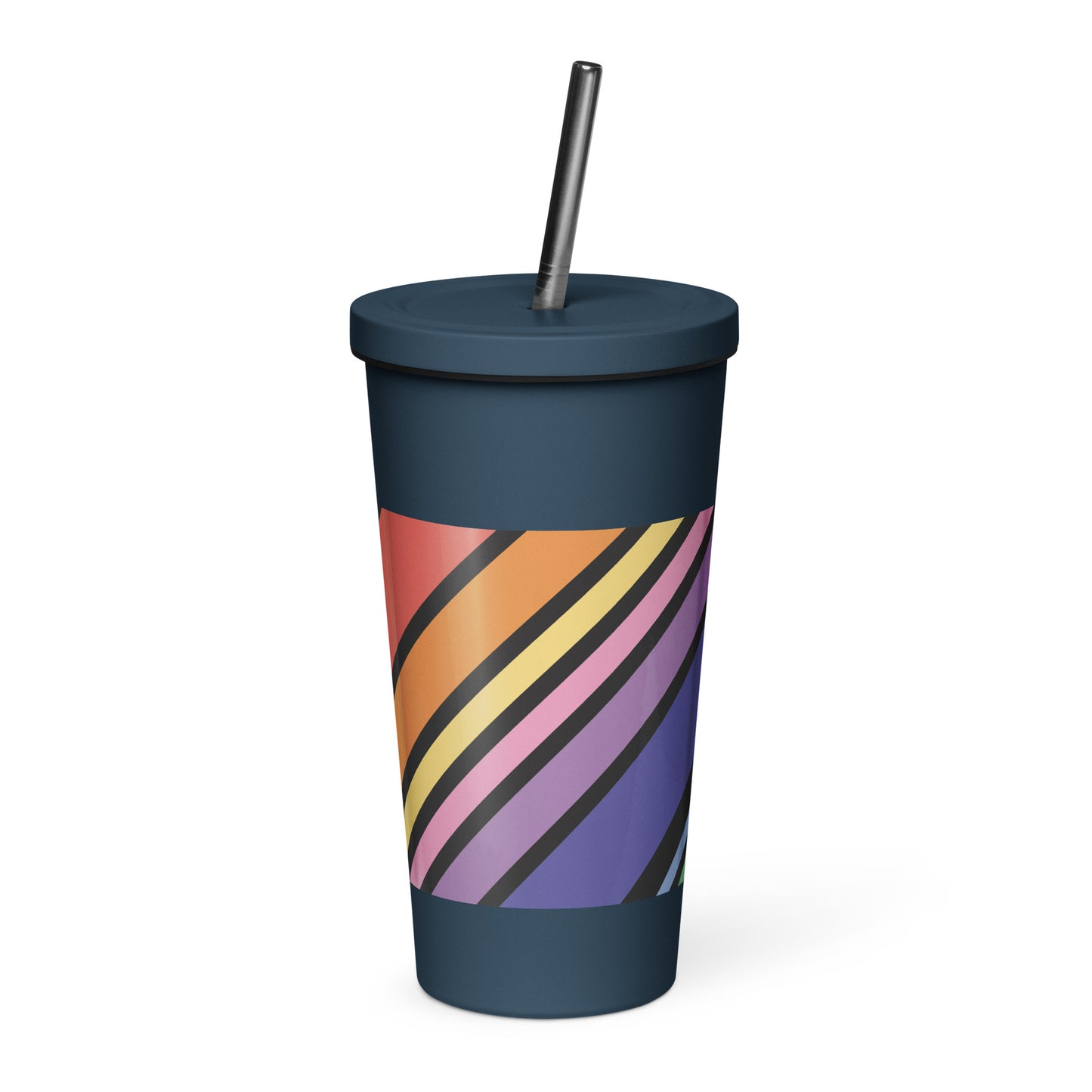 Rainbow Insulated tumbler with a straw