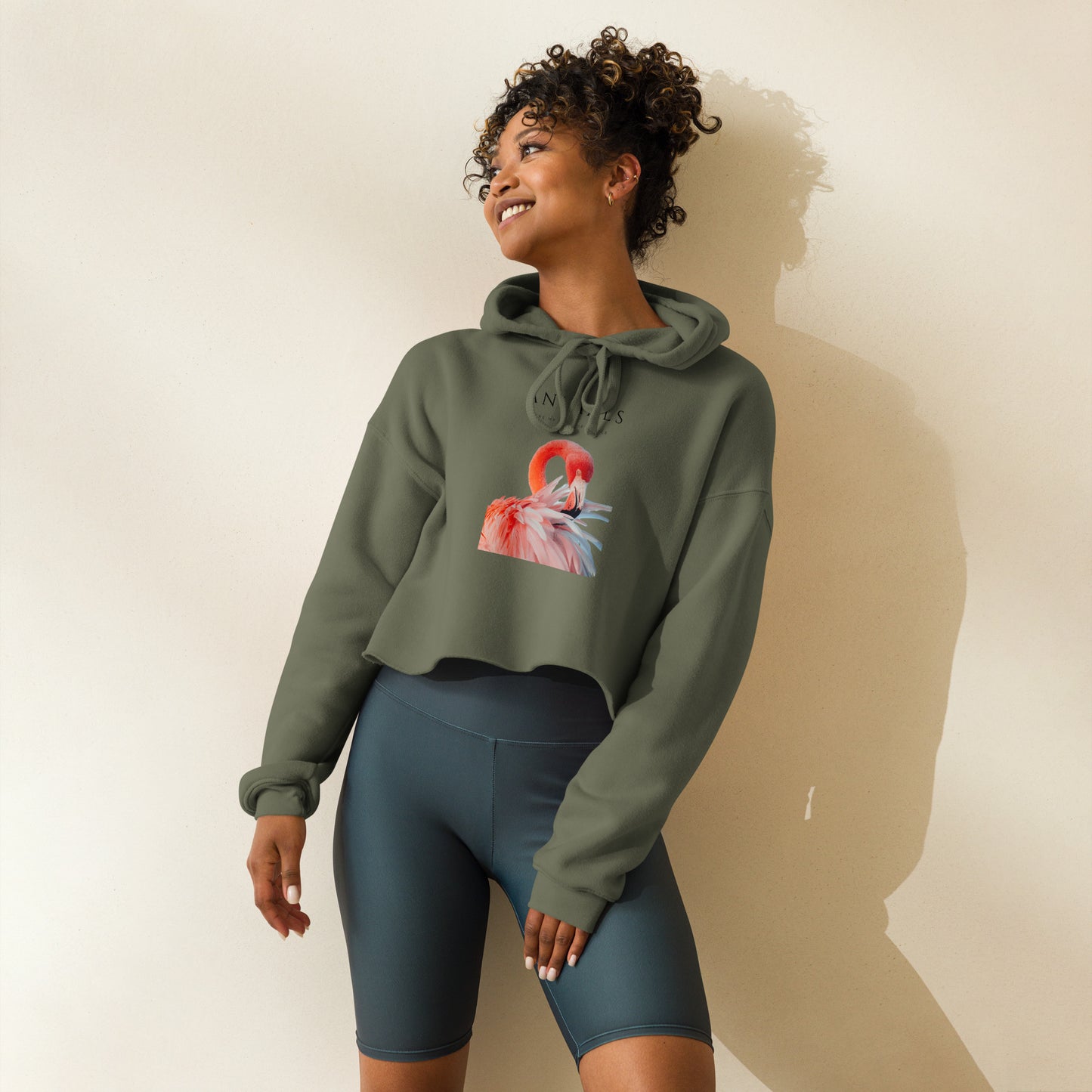 Flamingo Crop Hoodie