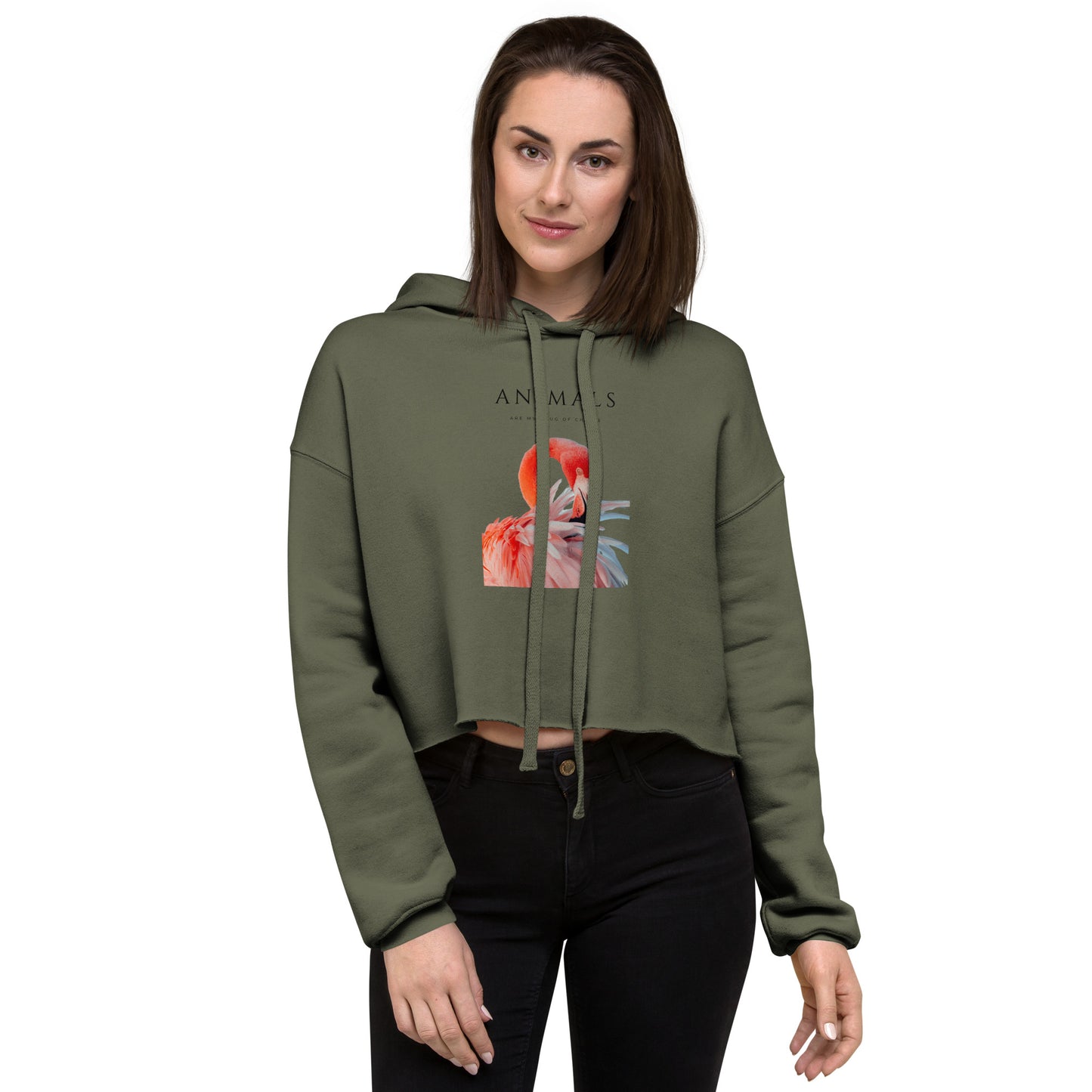 Flamingo Crop Hoodie