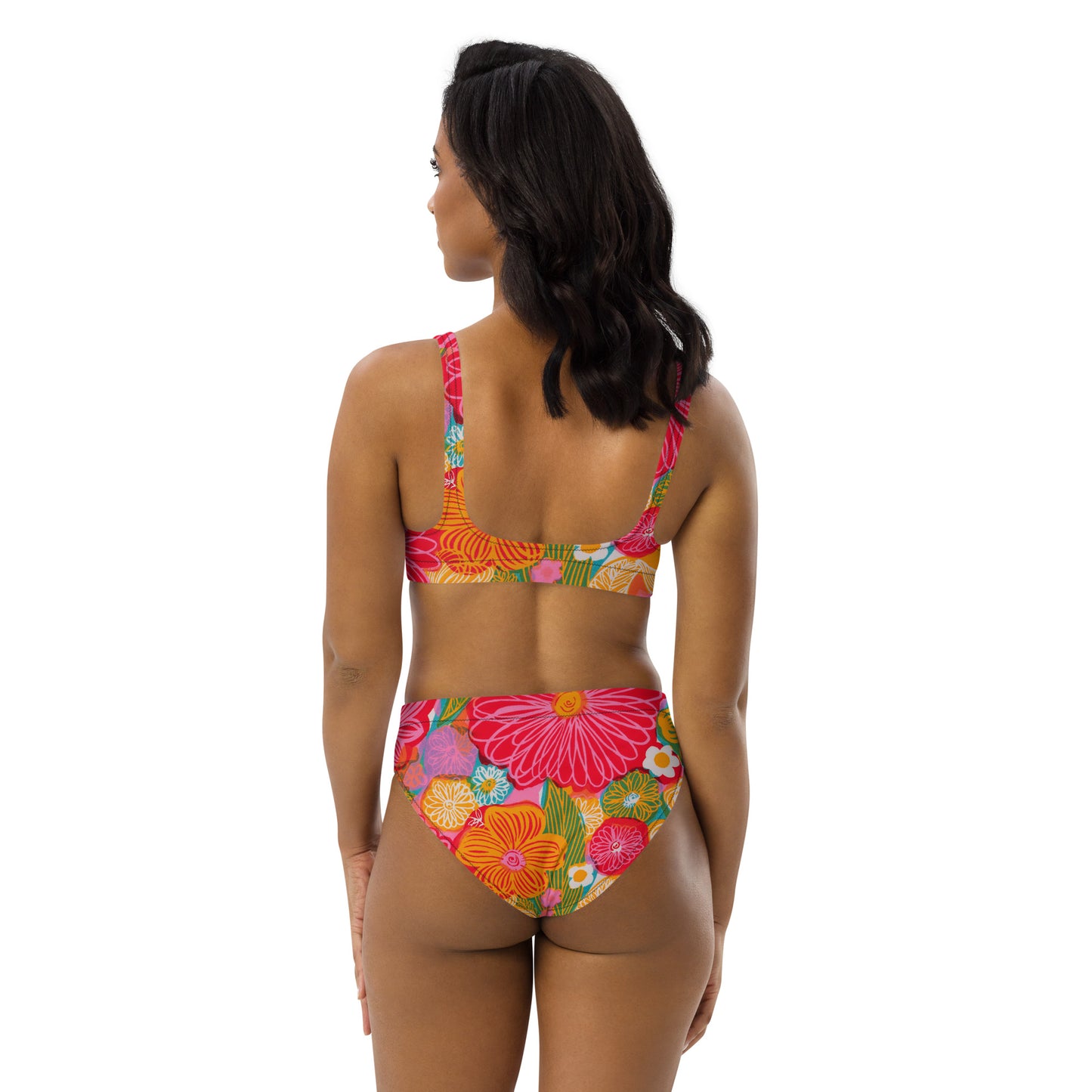 Retro Floral Recycled high-waisted bikini