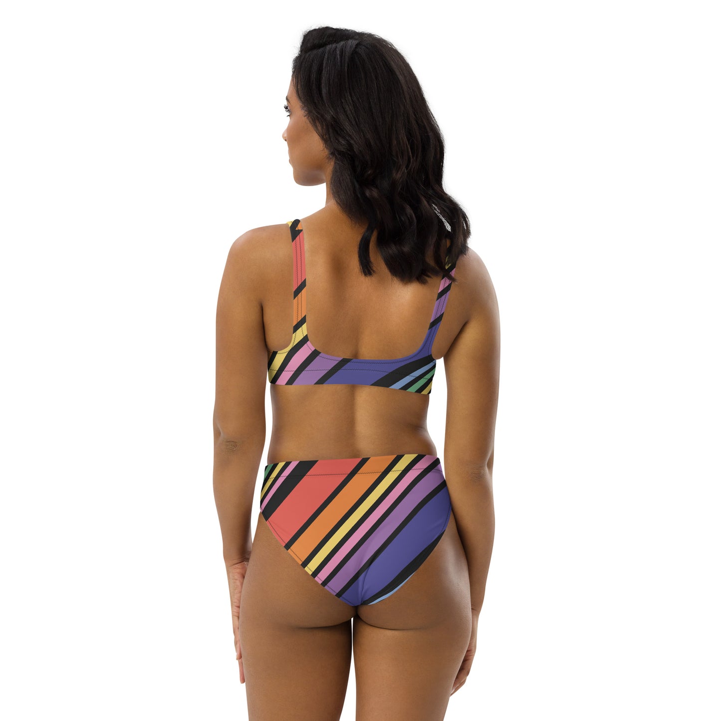 Rainbow Recycled high-waisted bikini