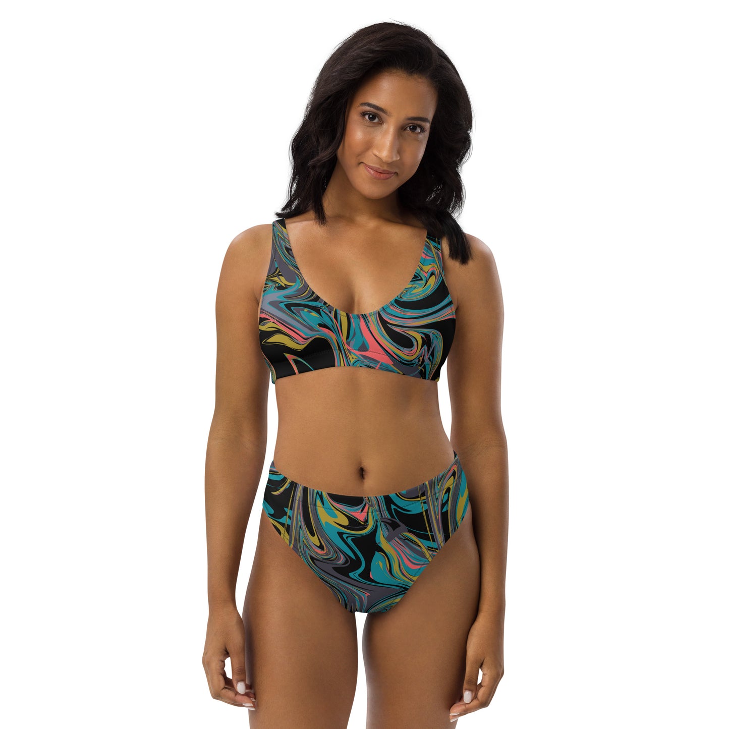 Oil Paint Recycled high-waisted bikini