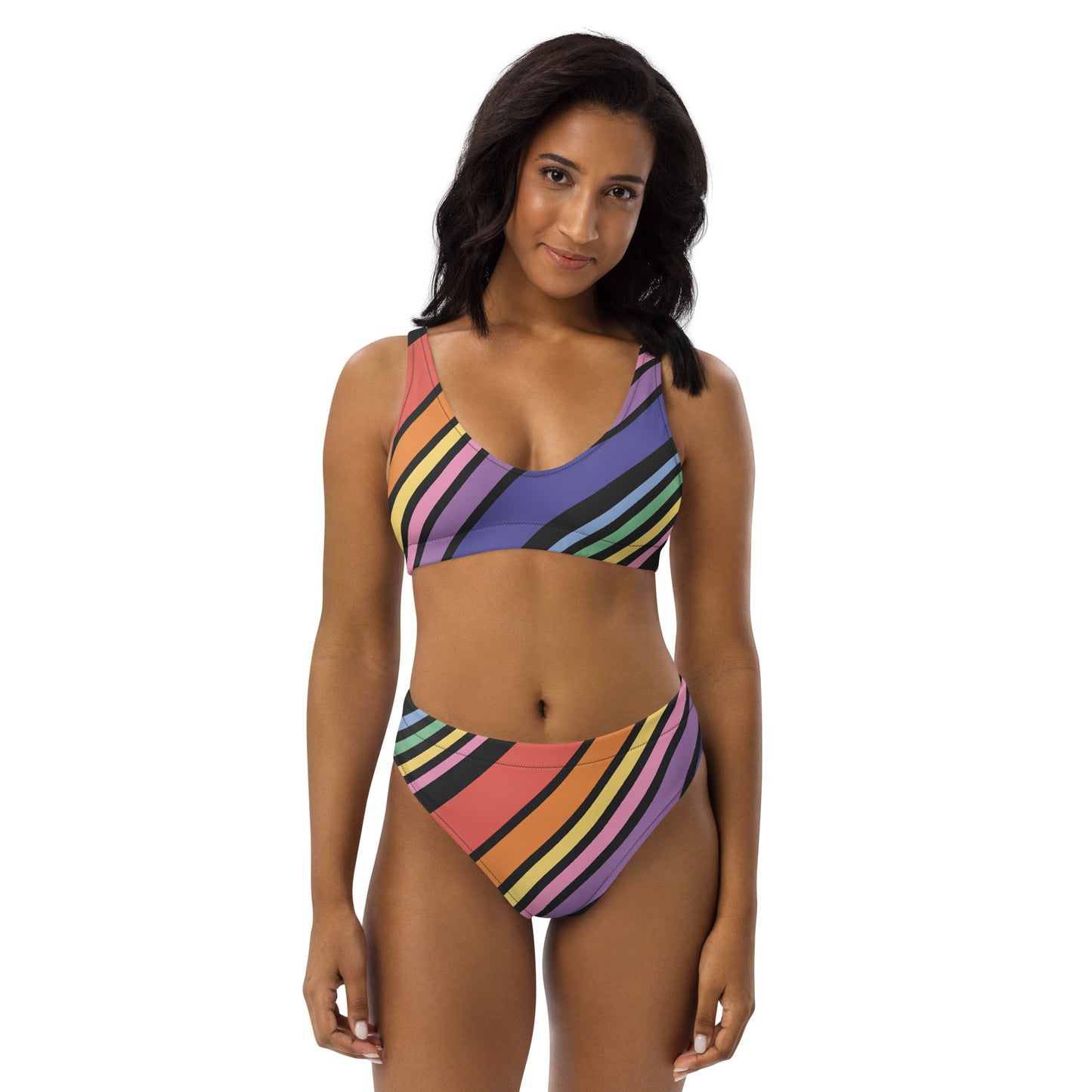 Rainbow Recycled high-waisted bikini