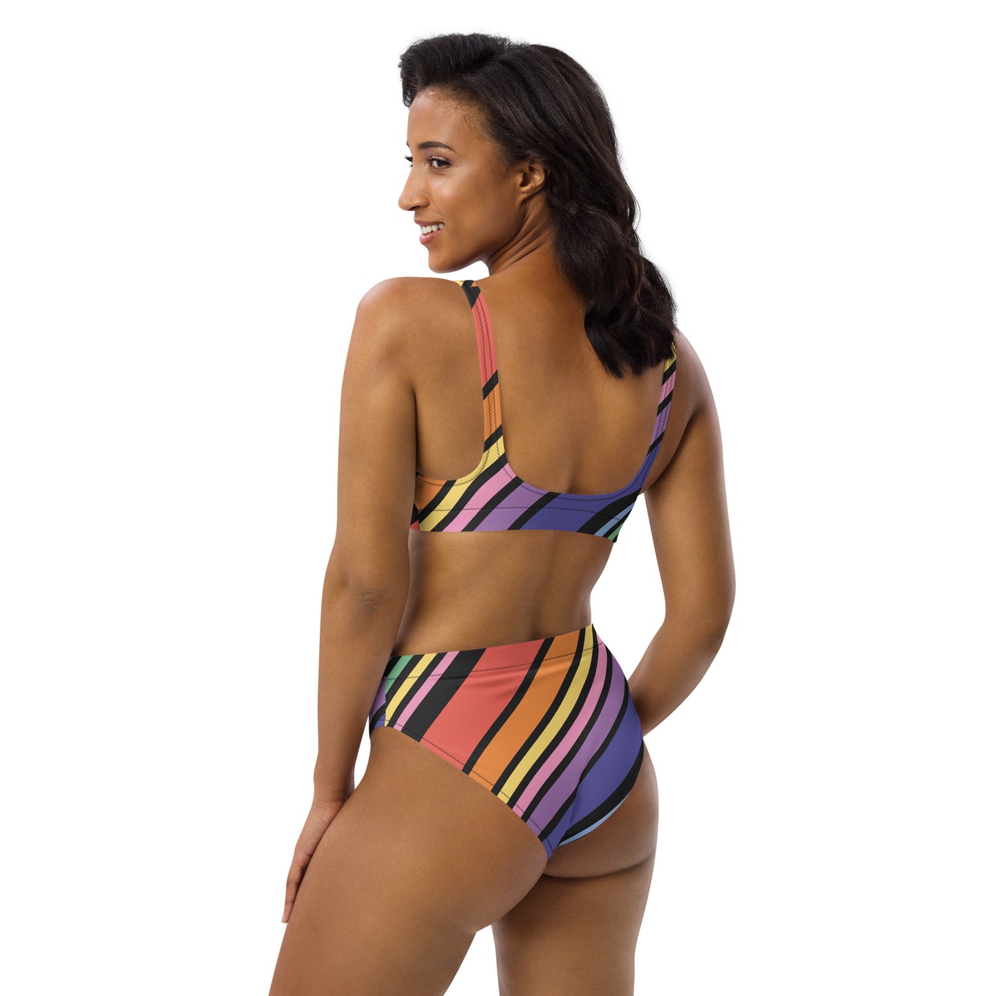 Rainbow Recycled high-waisted bikini