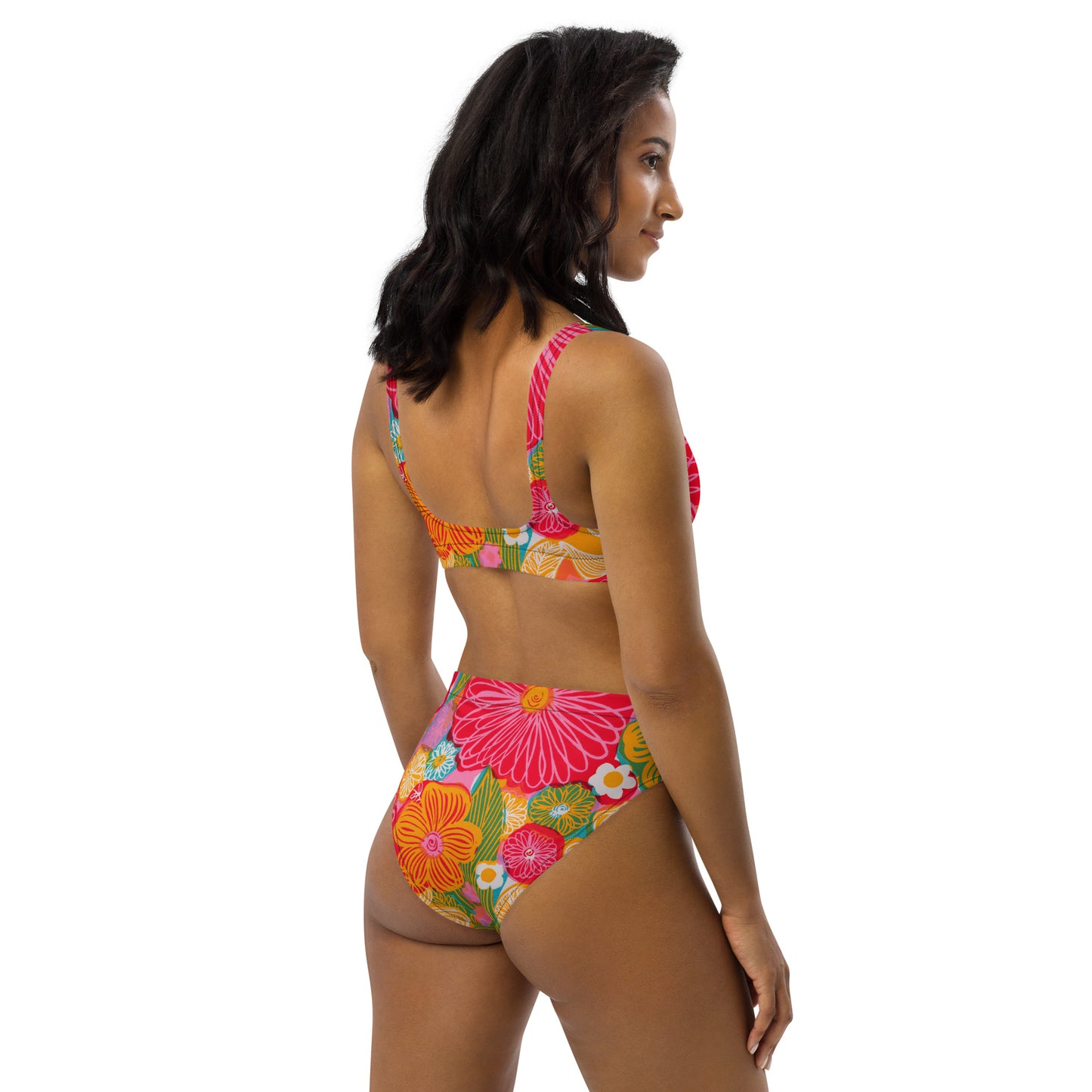 Retro Floral Recycled high-waisted bikini