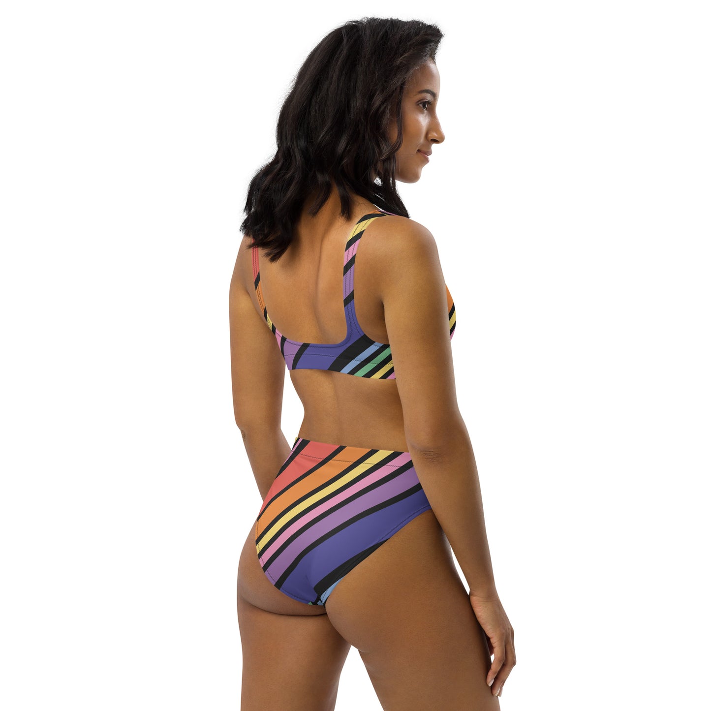 Rainbow Recycled high-waisted bikini