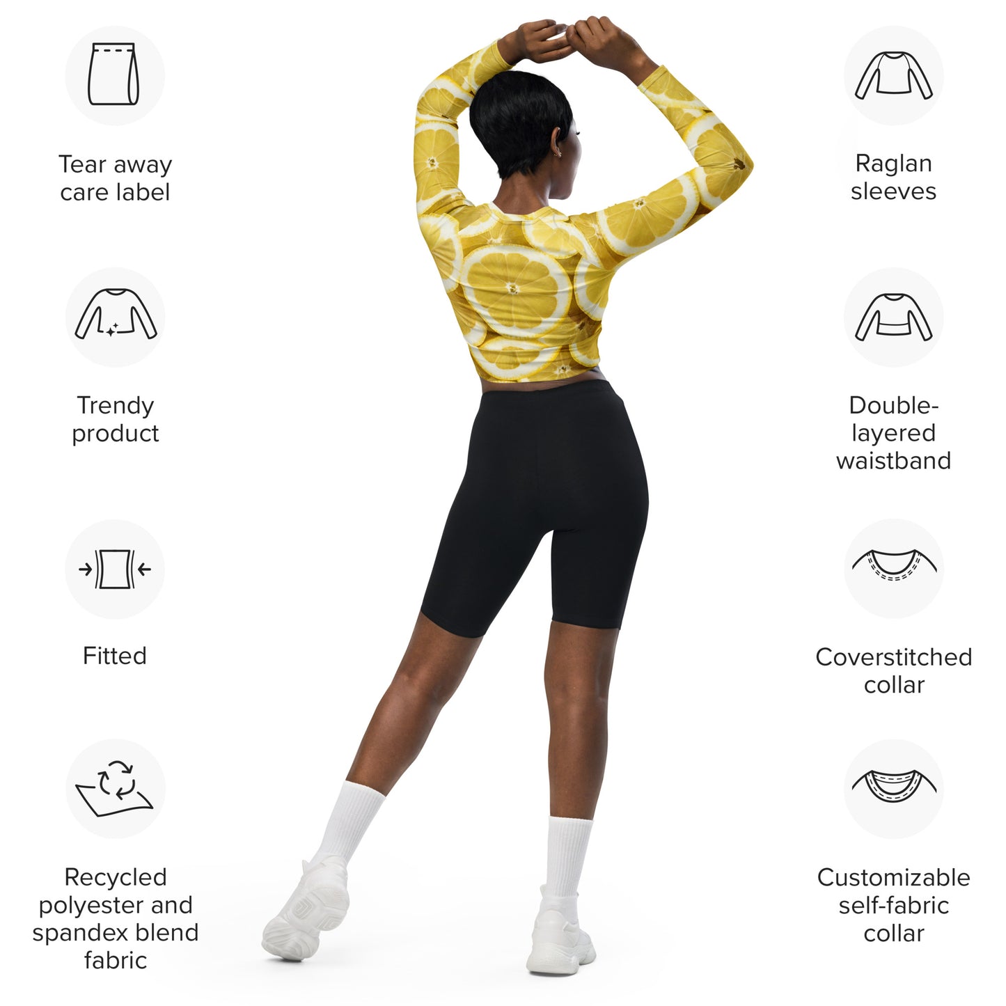 Lemon Recycled long-sleeve crop top