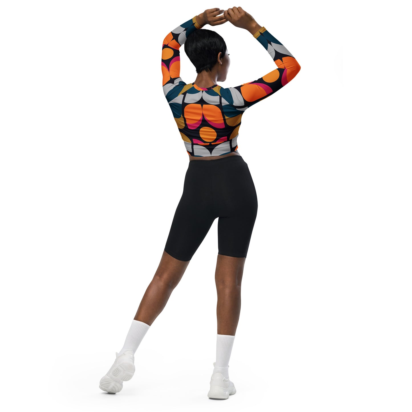 Recycled Petal Shapes long-sleeve crop top