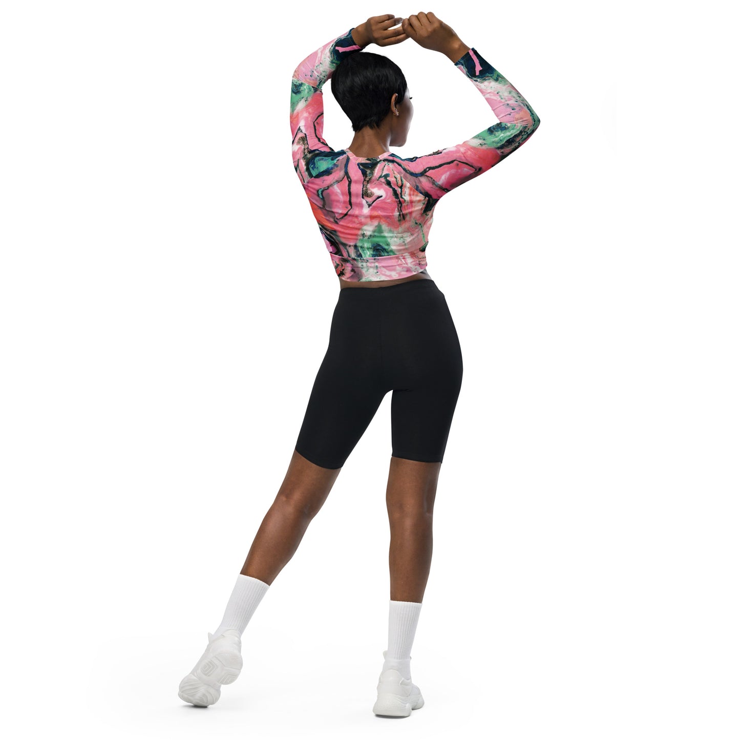 Recycled Pink Oil Paint long-sleeve crop top