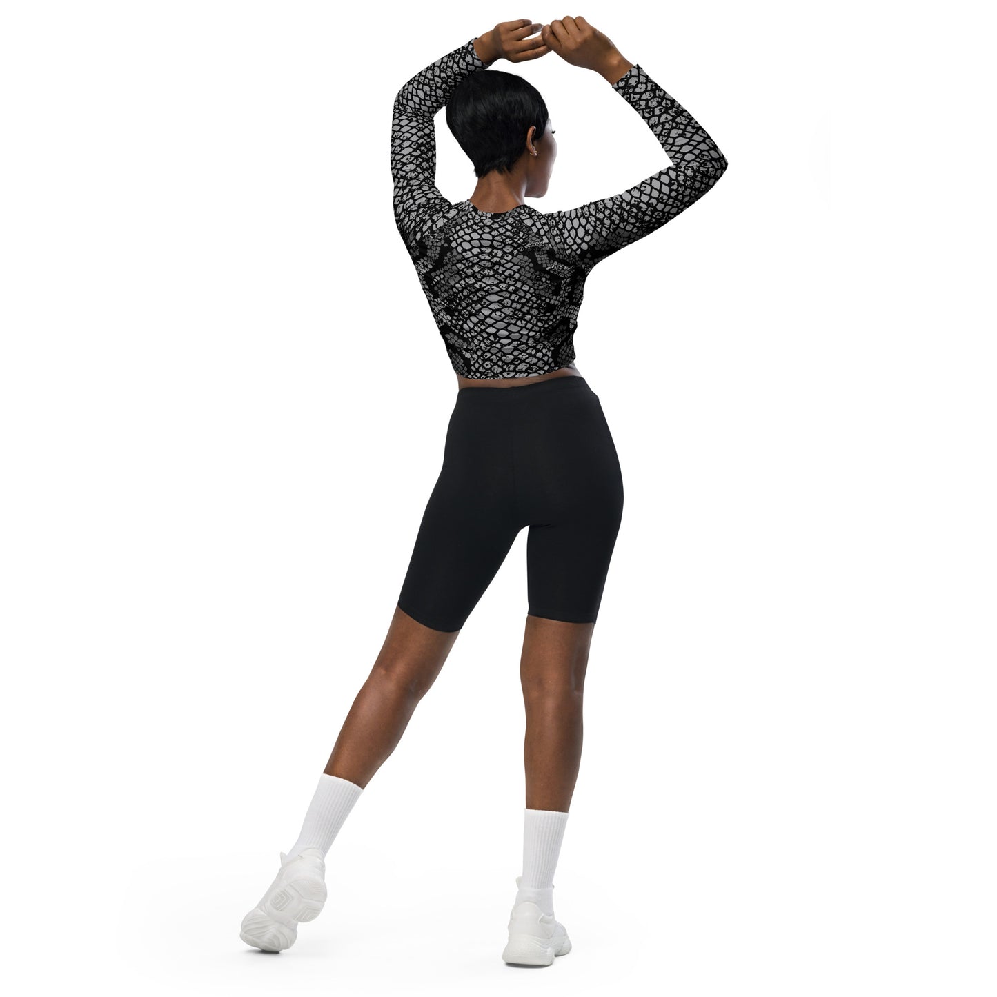 Recycled Snakeskin long-sleeve crop top