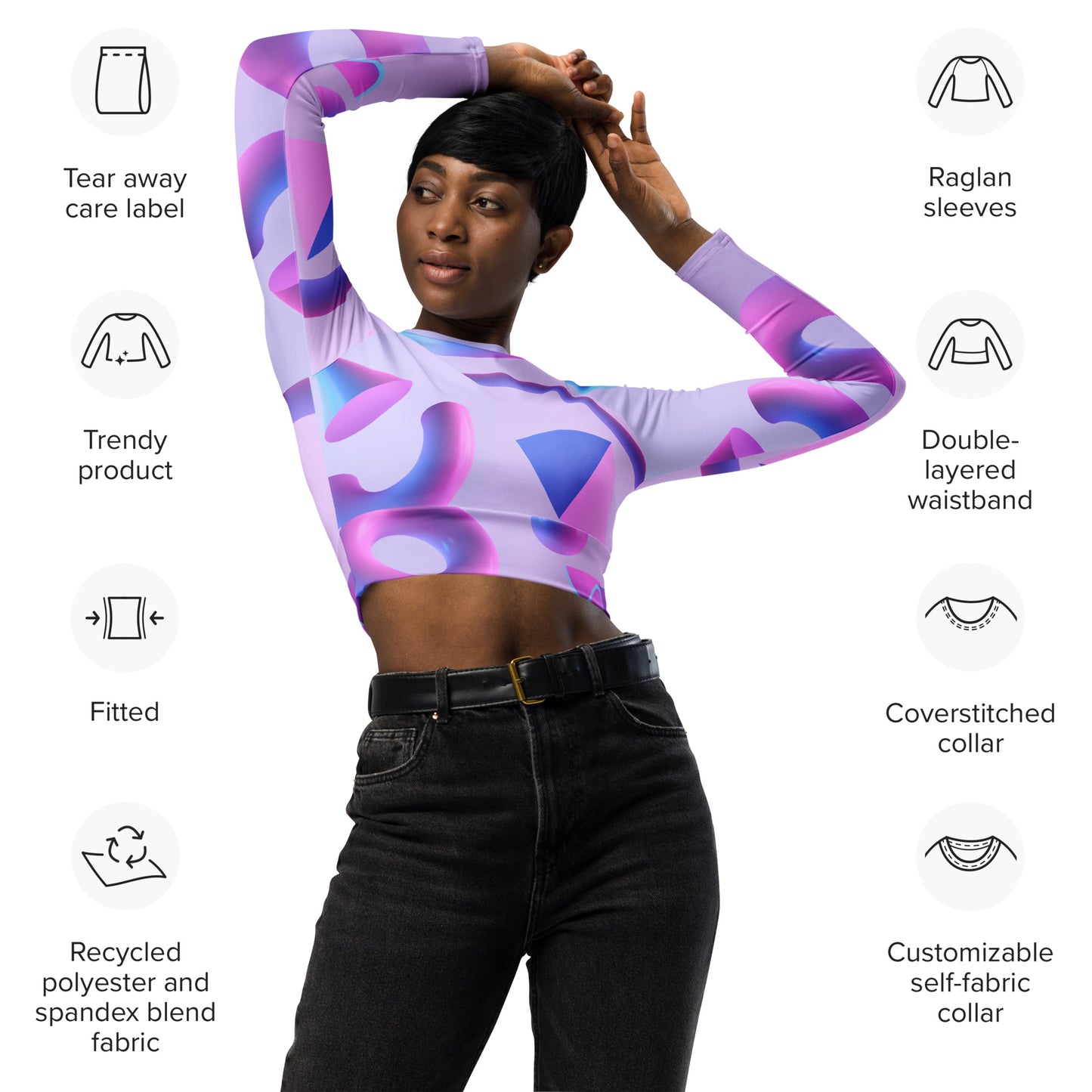 Pastels Recycled long-sleeve crop top