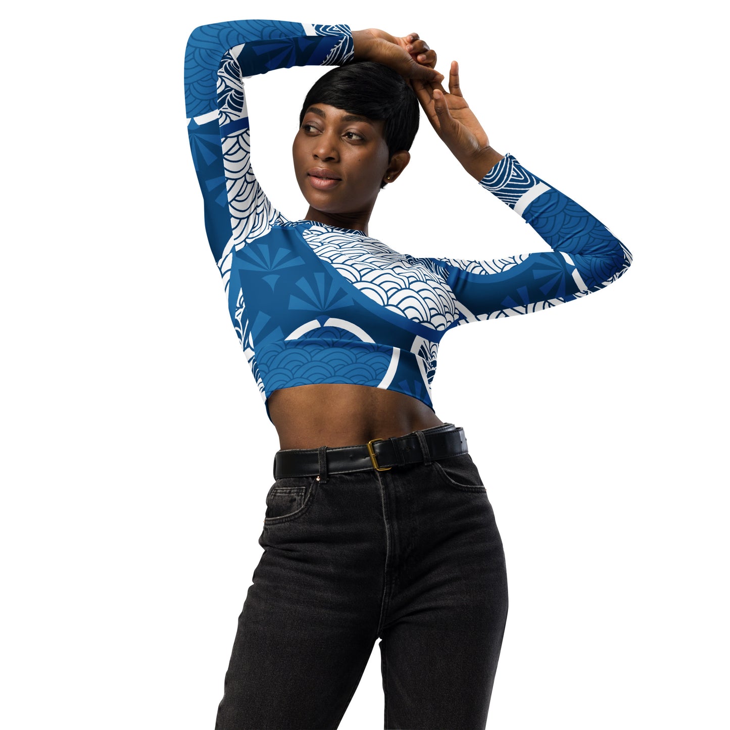 Recycled Ocean long-sleeve crop top