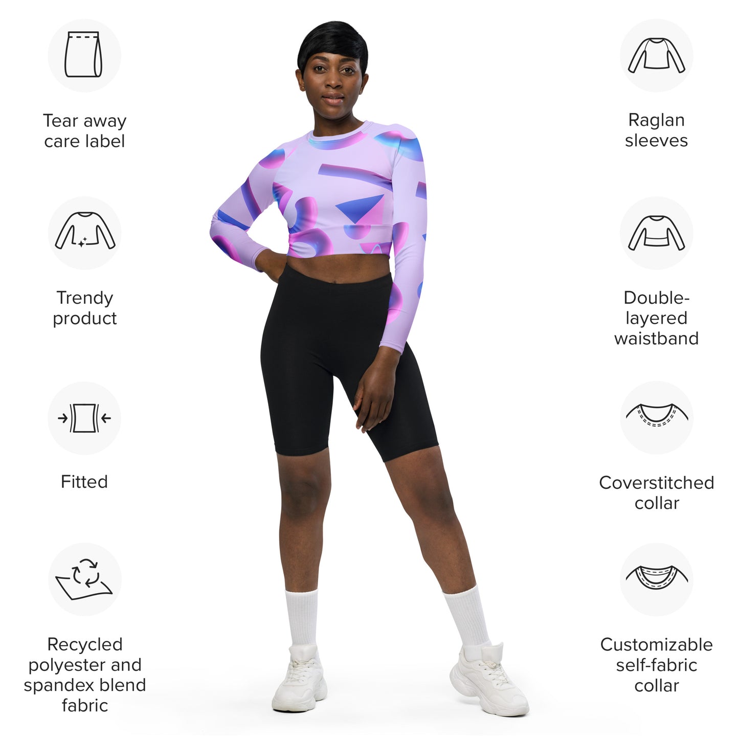 Pastels Recycled long-sleeve crop top