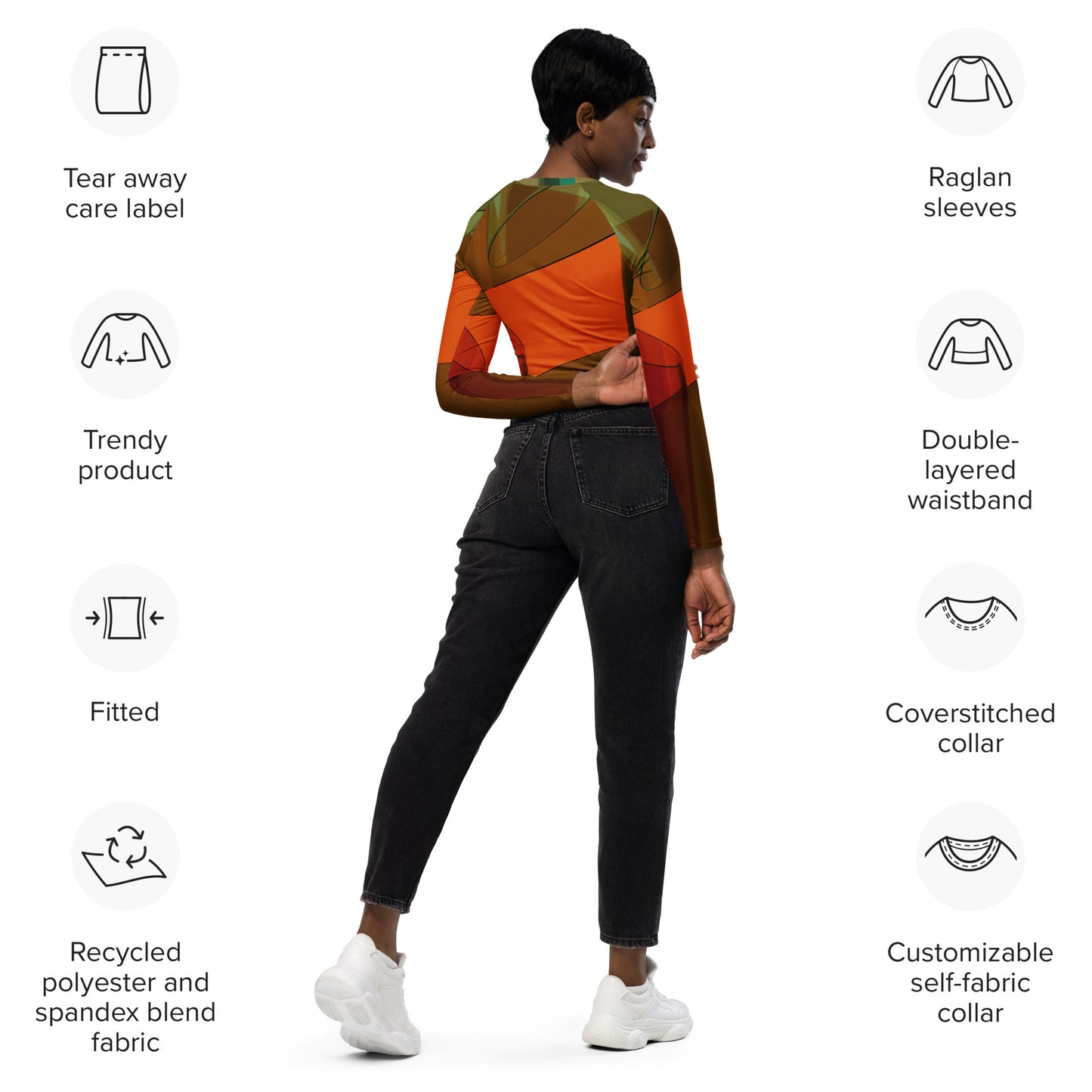 Rasta Colors Recycled long-sleeve crop top