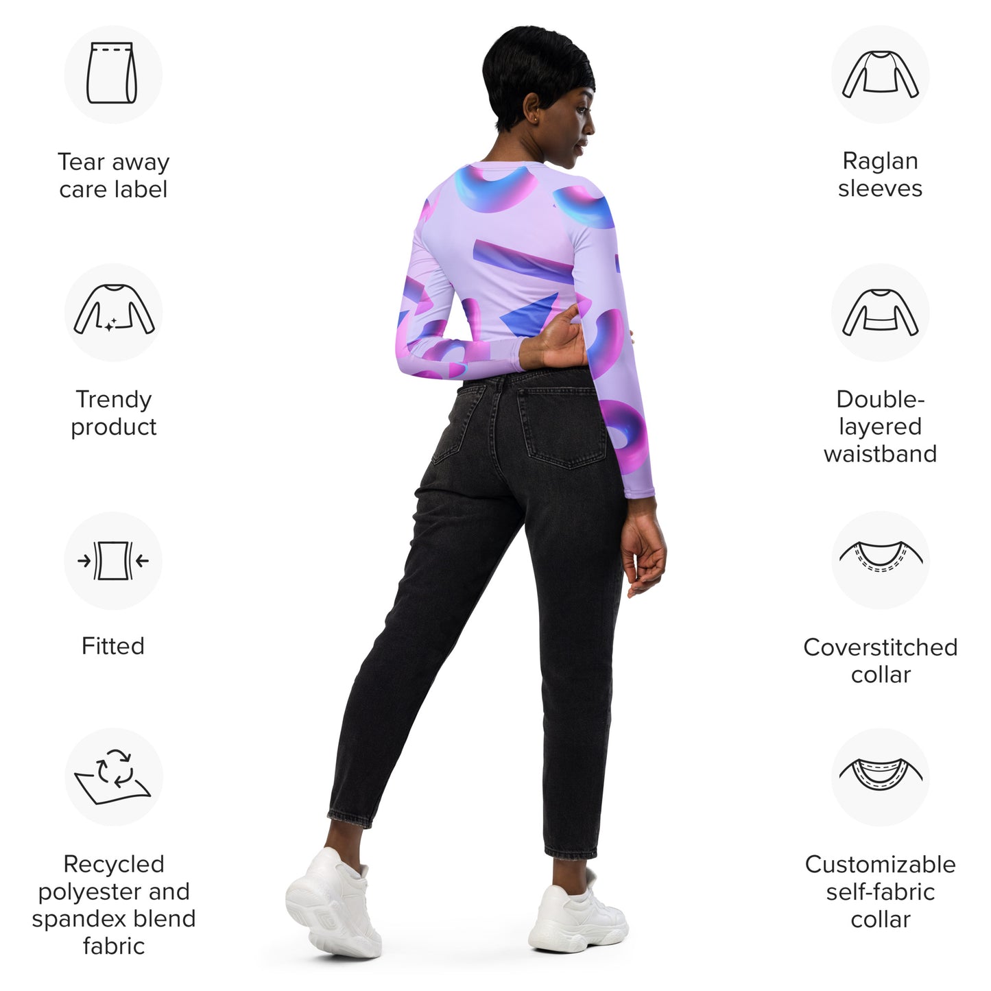 Pastels Recycled long-sleeve crop top