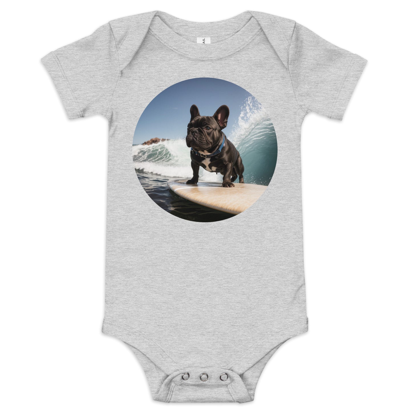 Baby Surfing Frenchie short sleeve one piece