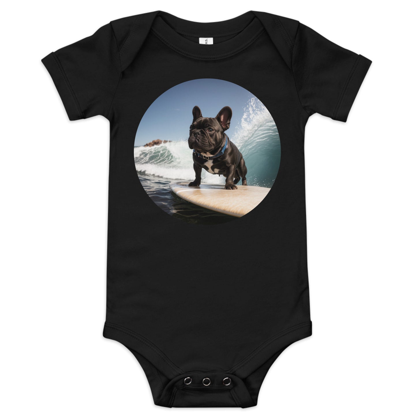 Baby Surfing Frenchie short sleeve one piece