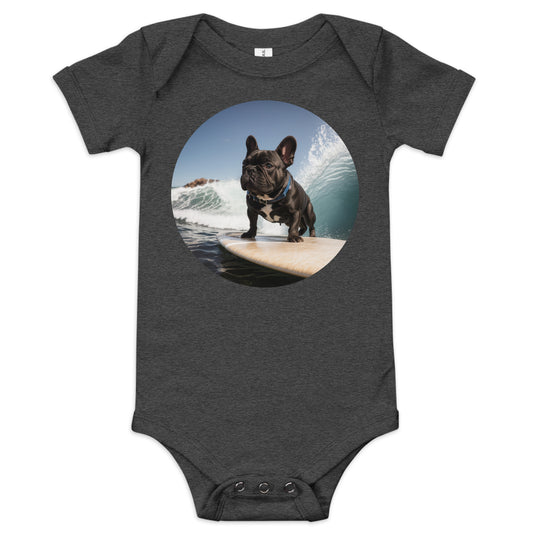 Baby Surfing Frenchie short sleeve one piece