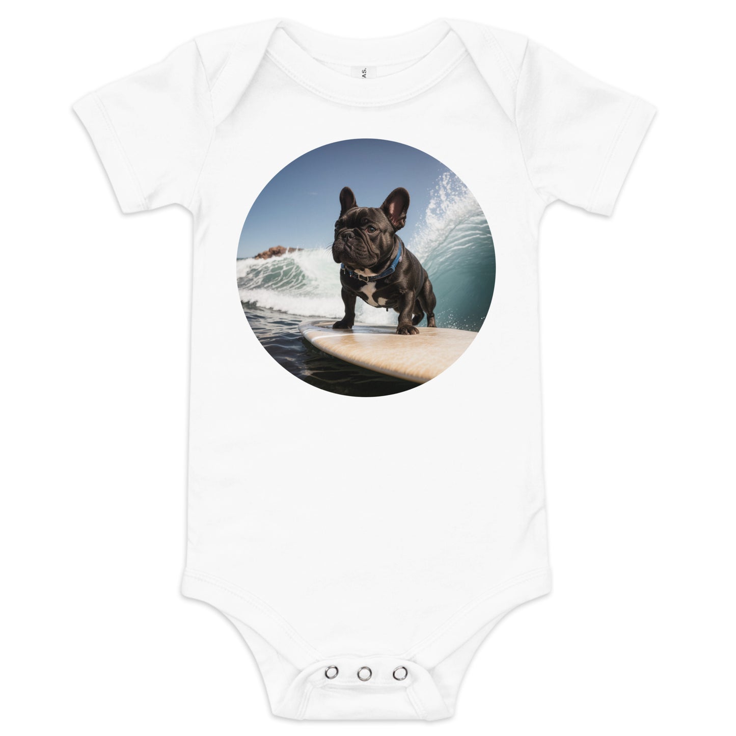 Baby Surfing Frenchie short sleeve one piece