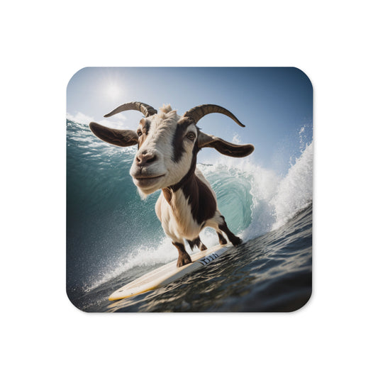 Surfing Goat Cork-back coaster