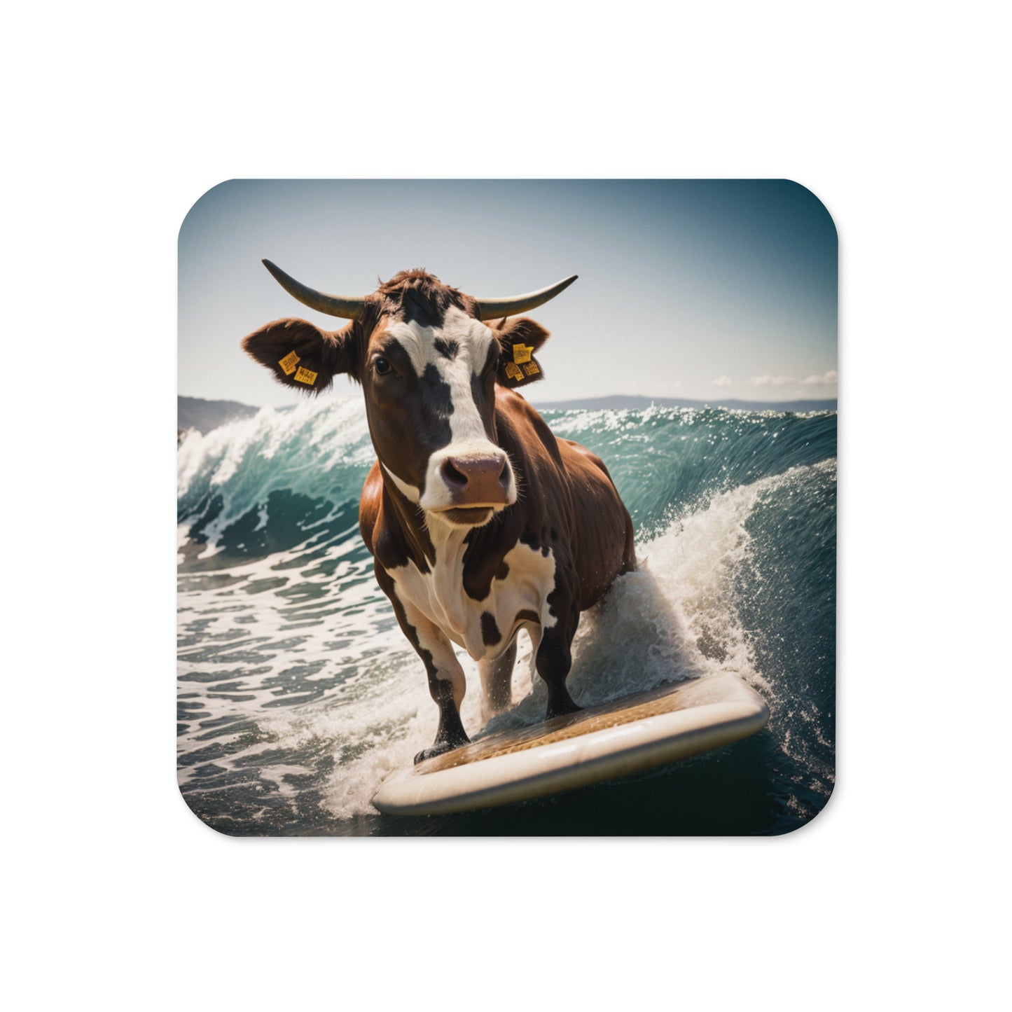 Surfing Cow Cork-back coaster