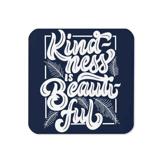 Kindness Navy Cork-back coaster