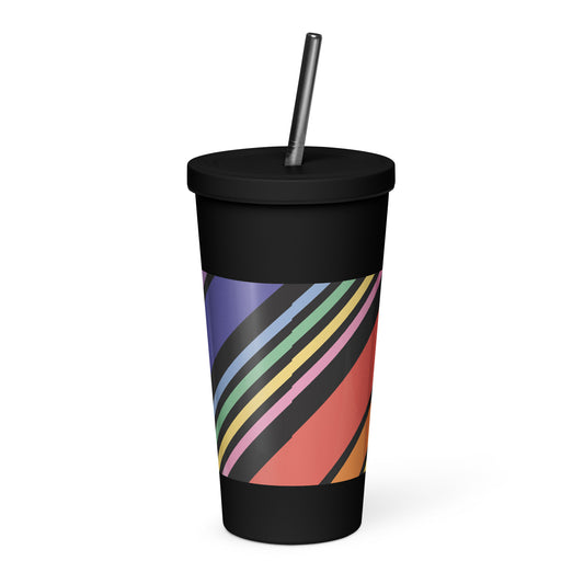 Rainbow Insulated tumbler with a straw