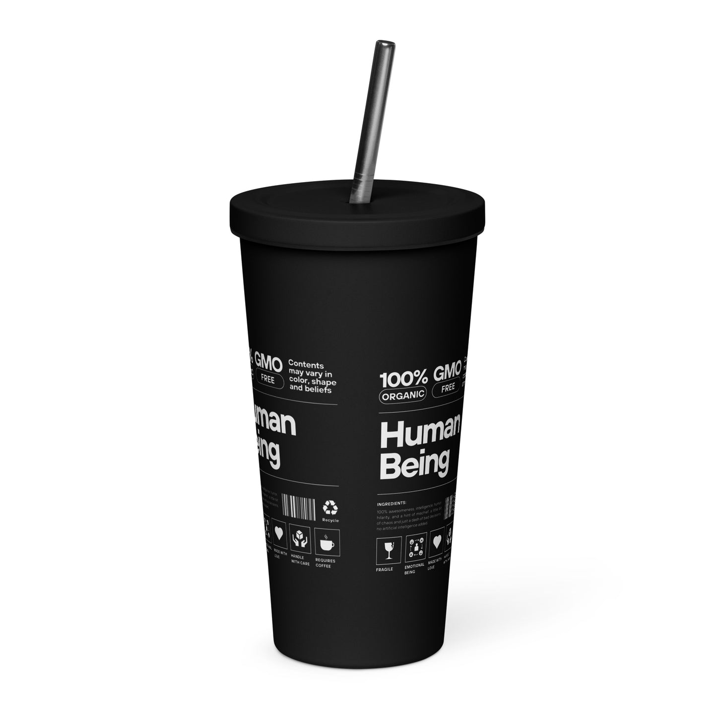 Human Insulated tumbler with a straw