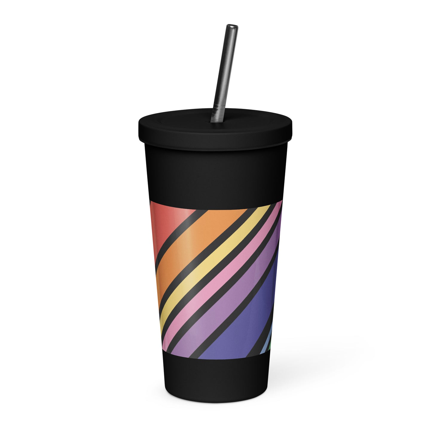 Rainbow Insulated tumbler with a straw