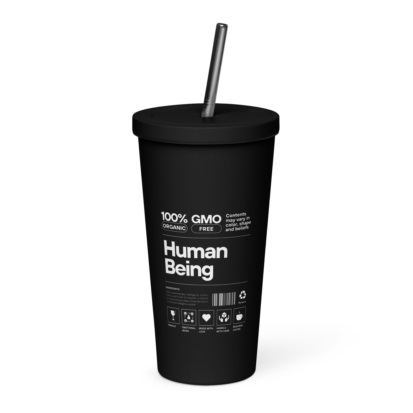 Human Insulated tumbler with a straw