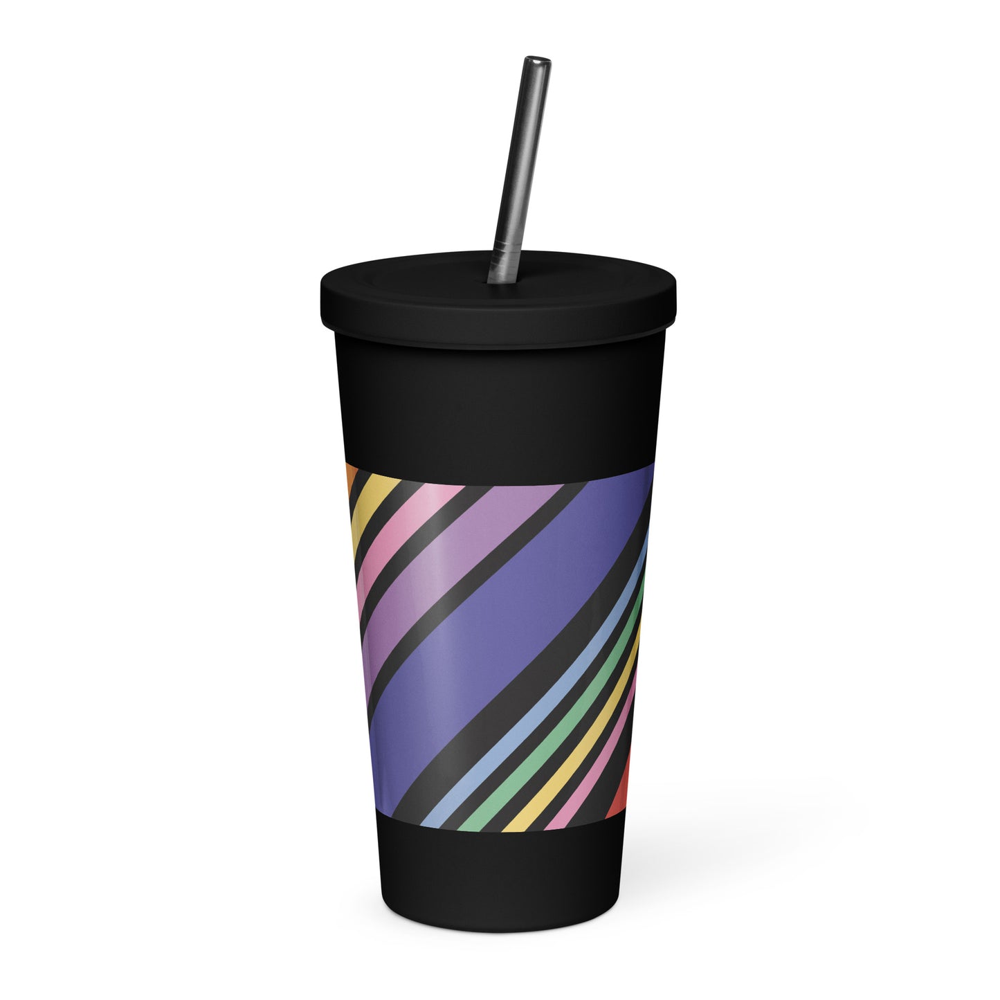 Rainbow Insulated tumbler with a straw