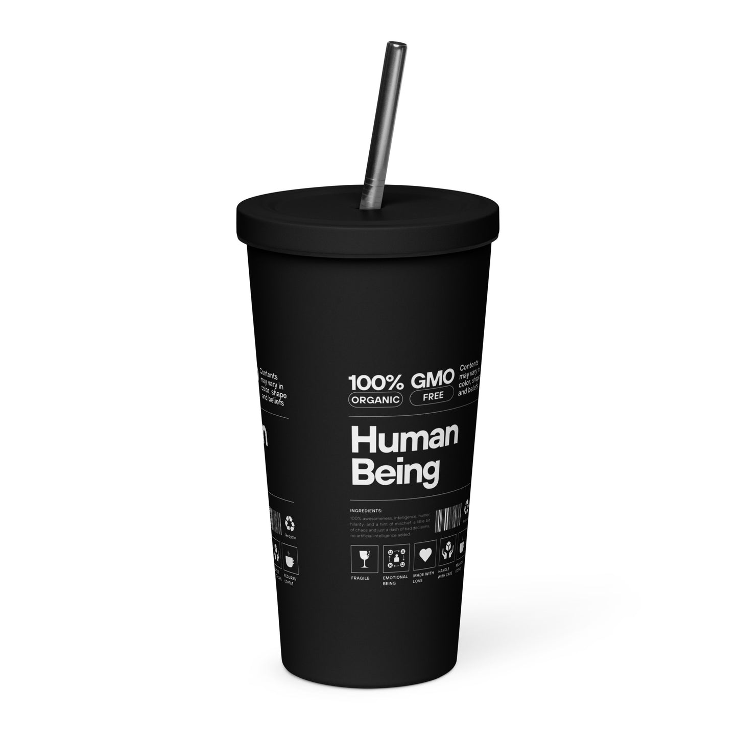 Human Insulated tumbler with a straw