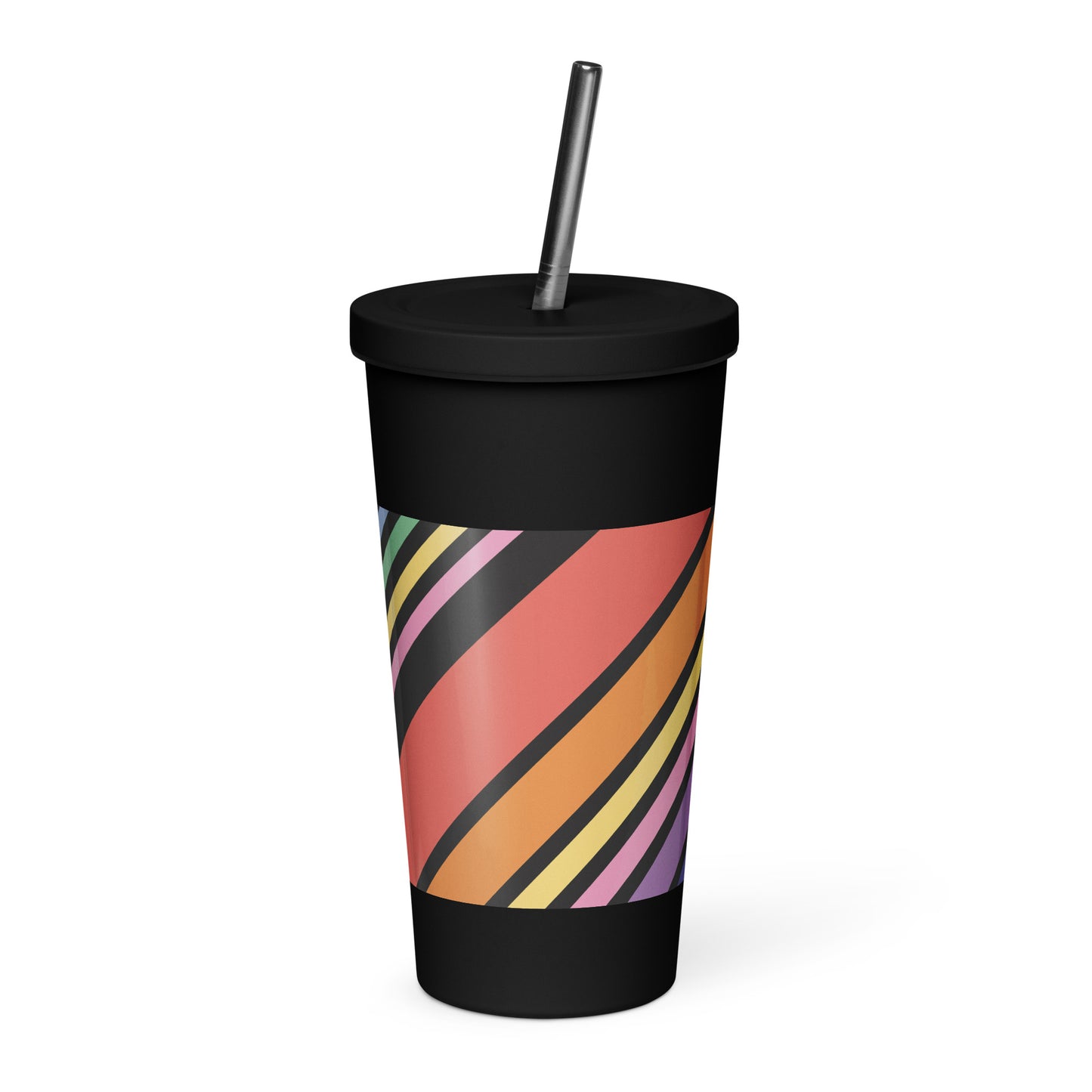 Rainbow Insulated tumbler with a straw