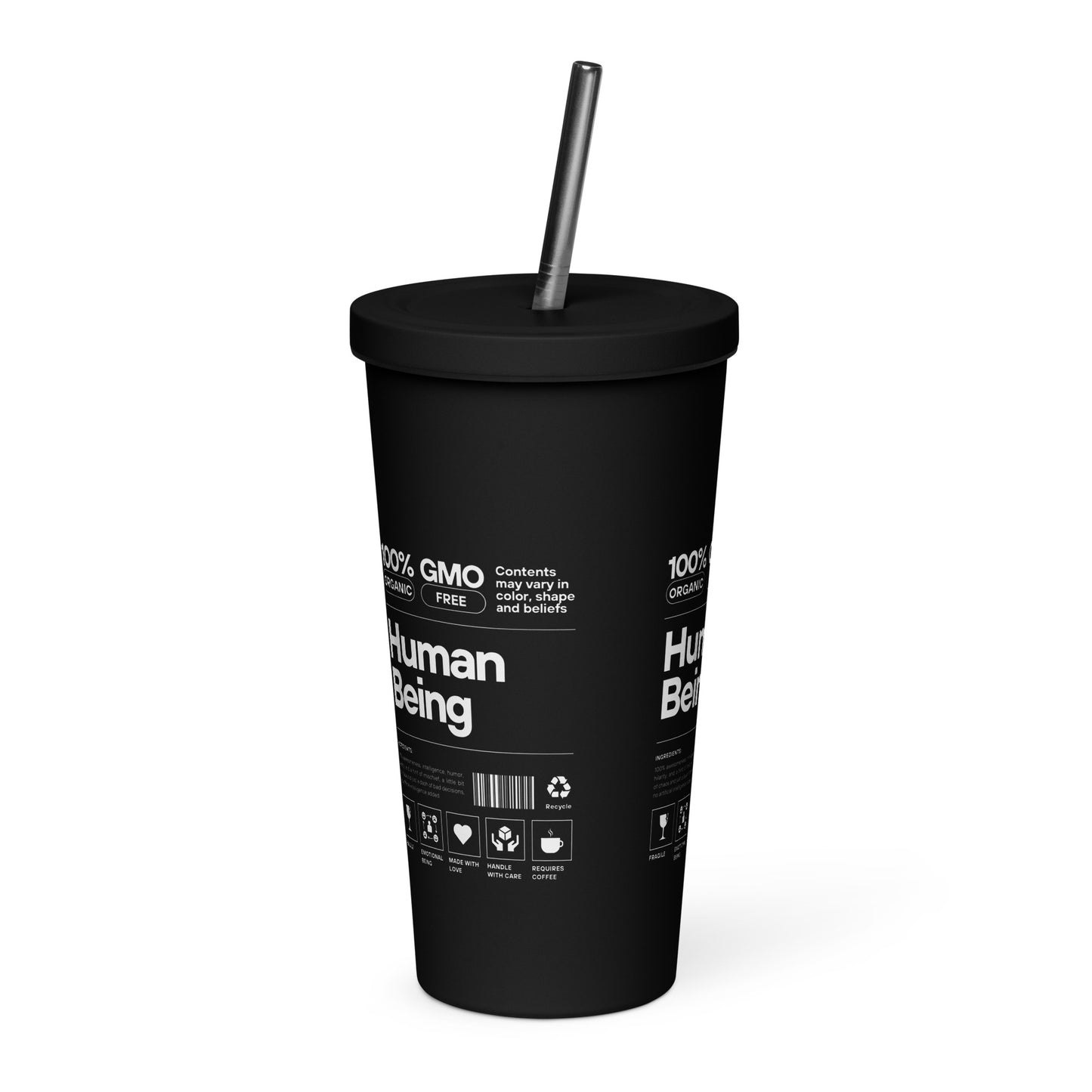 Human Insulated tumbler with a straw