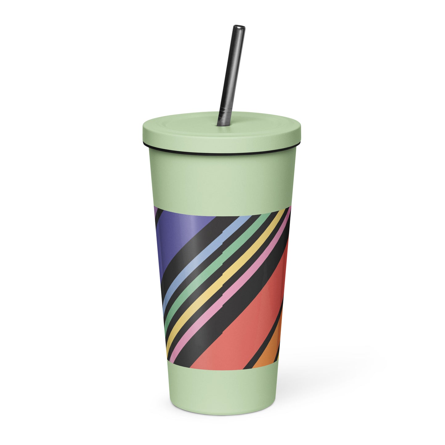 Rainbow Insulated tumbler with a straw