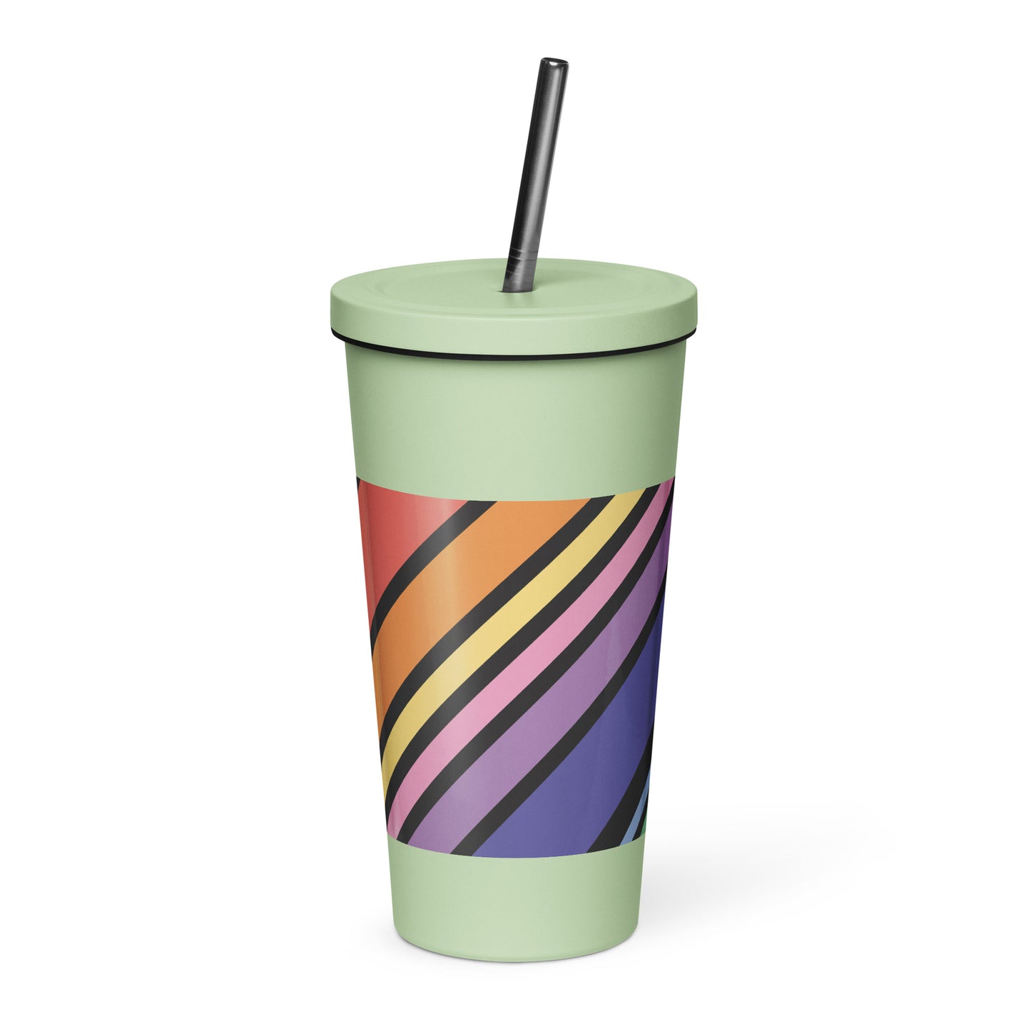 Rainbow Insulated tumbler with a straw