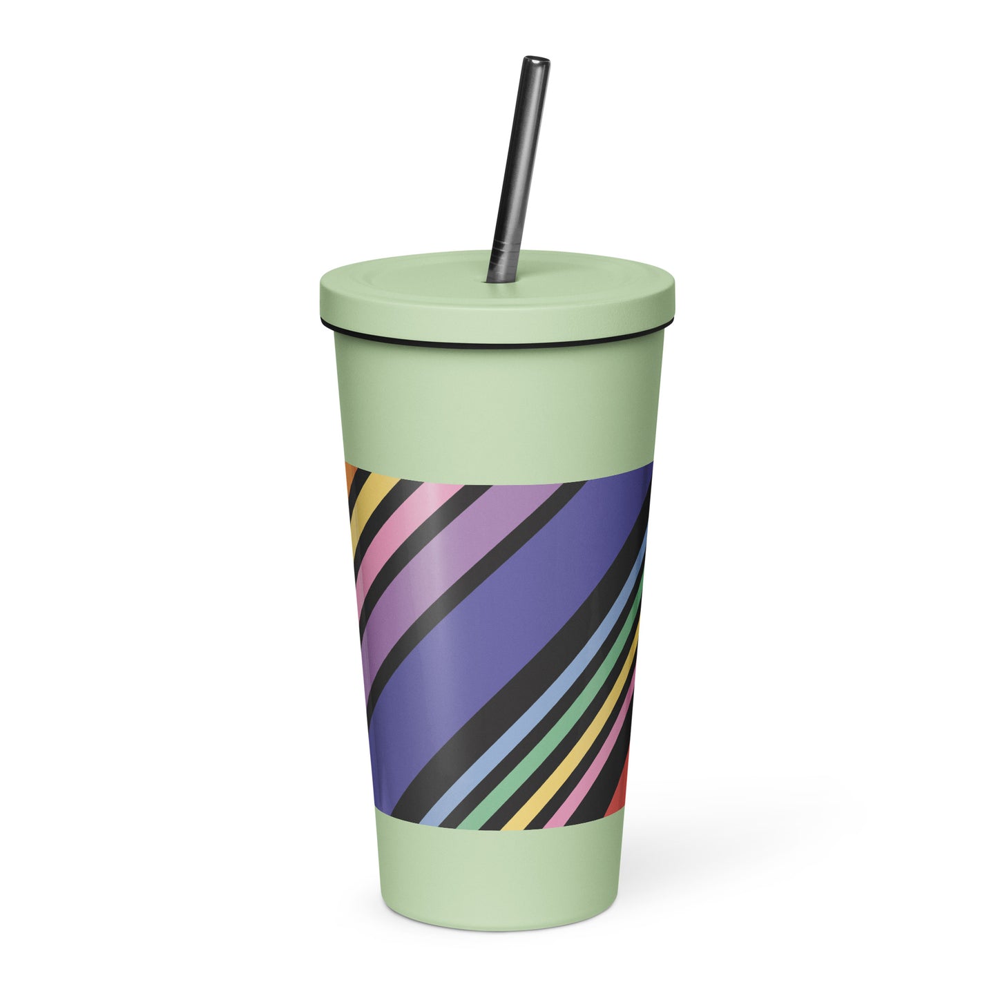 Rainbow Insulated tumbler with a straw