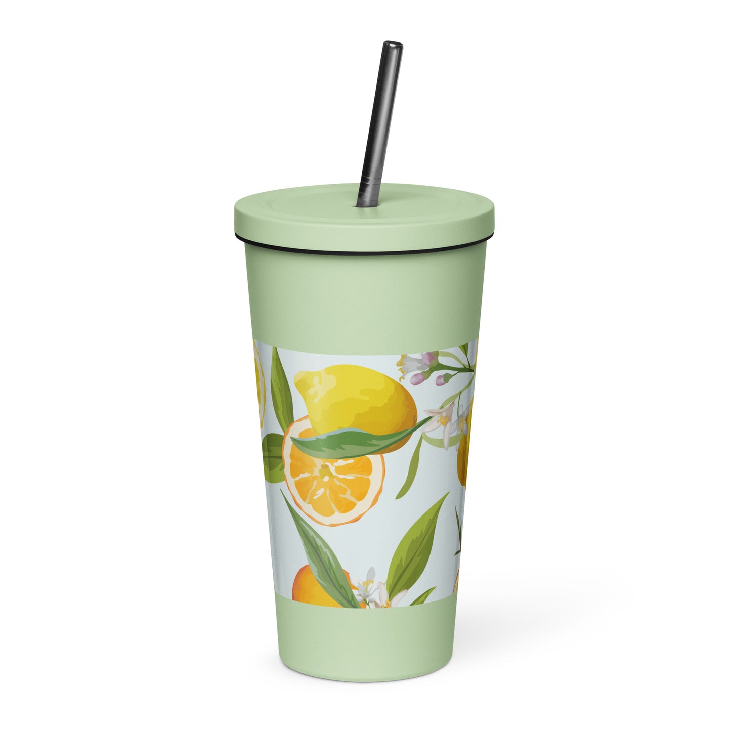 Citrus Insulated tumbler with a straw