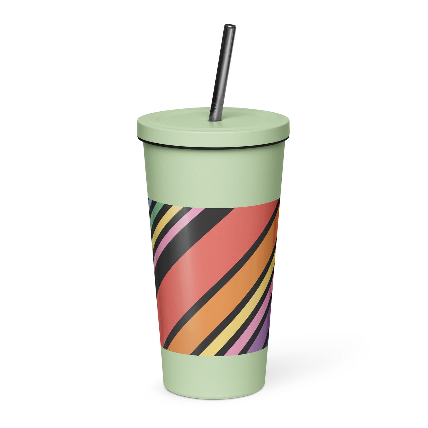 Rainbow Insulated tumbler with a straw