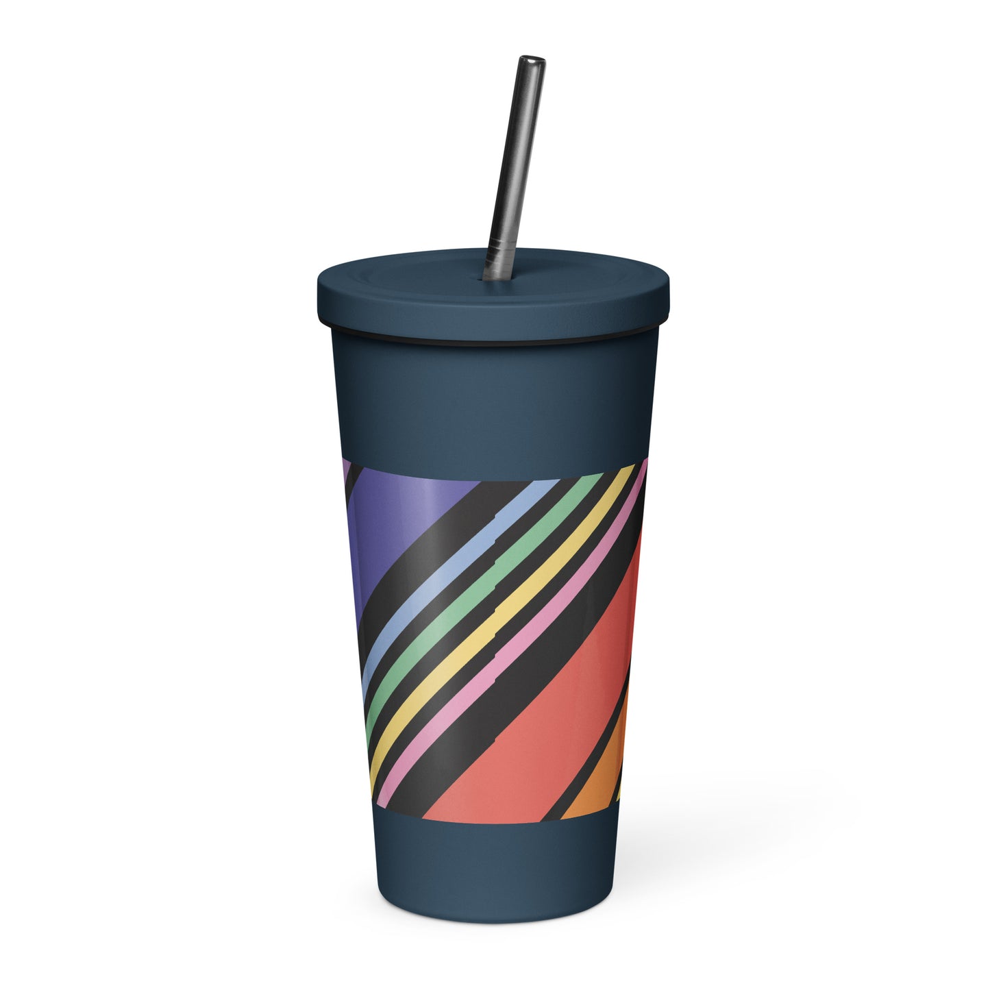 Rainbow Insulated tumbler with a straw