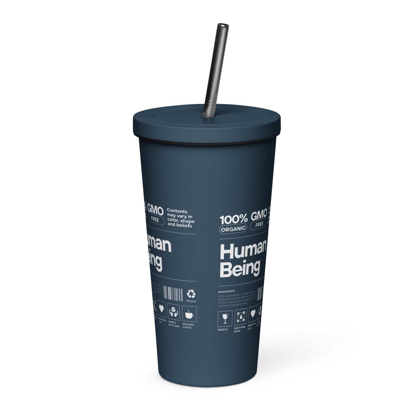 Human Insulated tumbler with a straw