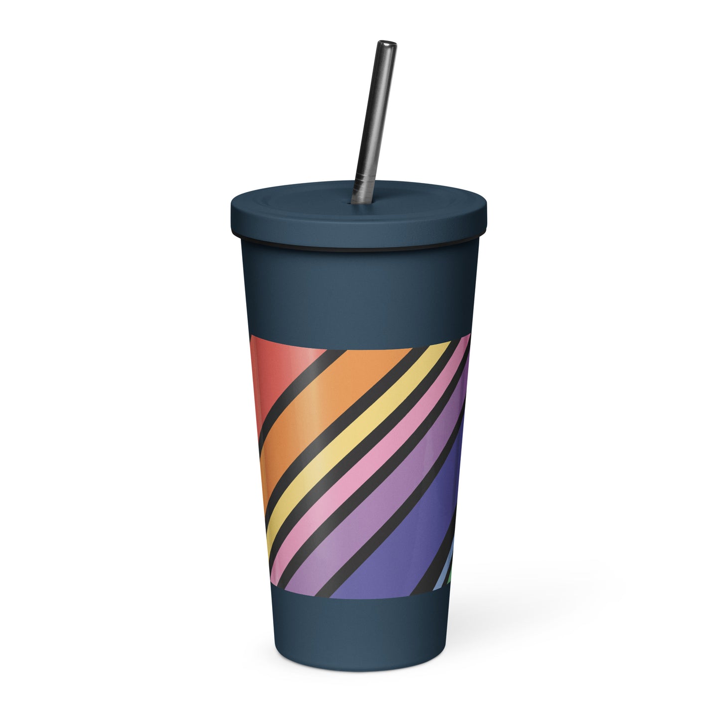 Rainbow Insulated tumbler with a straw