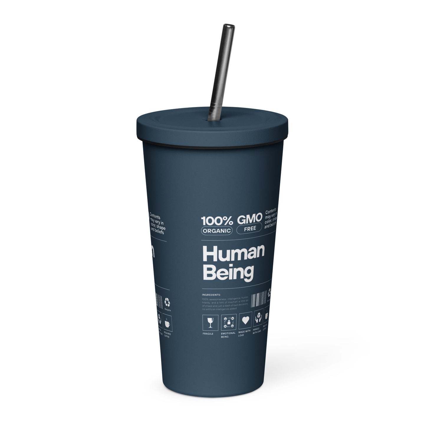 Human Insulated tumbler with a straw