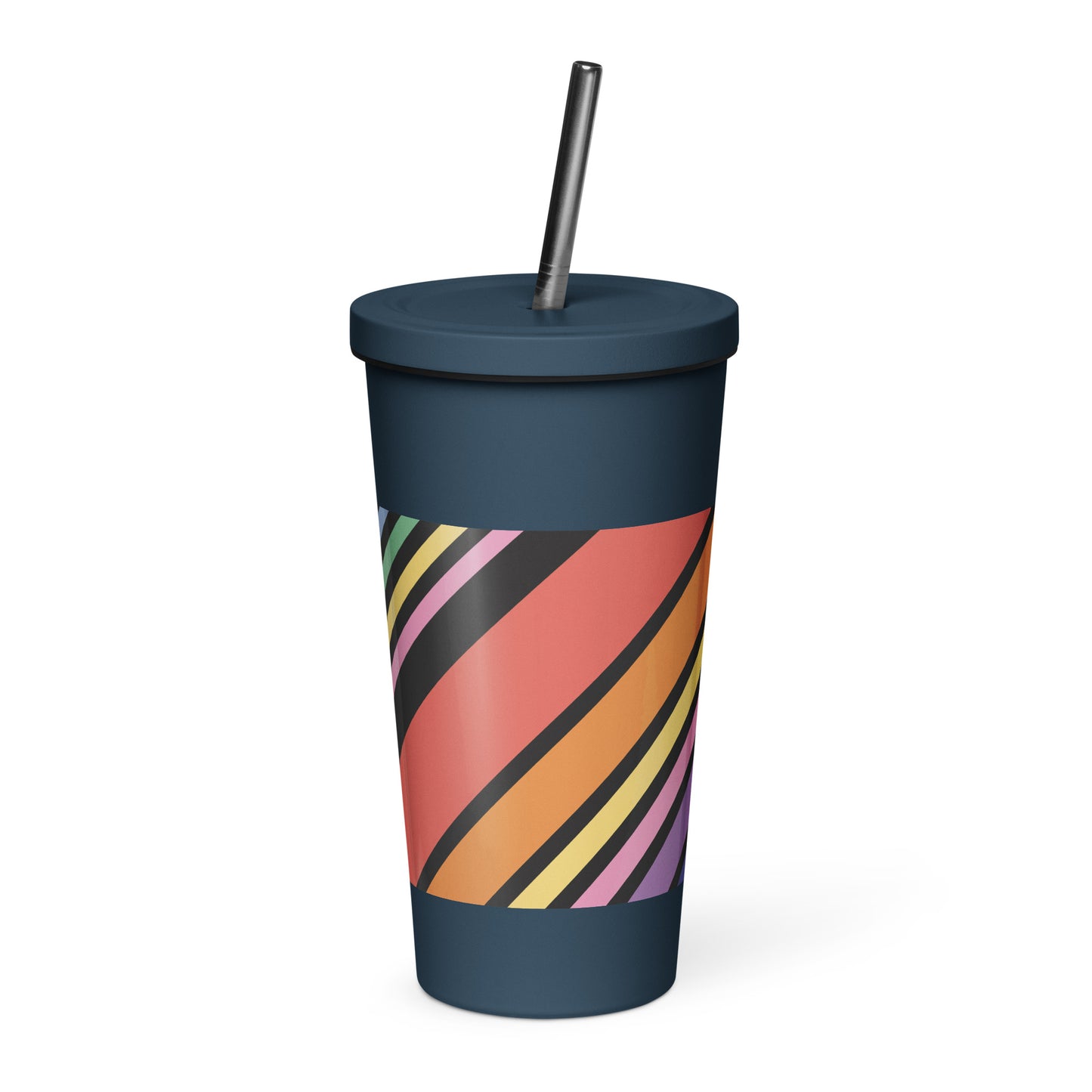 Rainbow Insulated tumbler with a straw