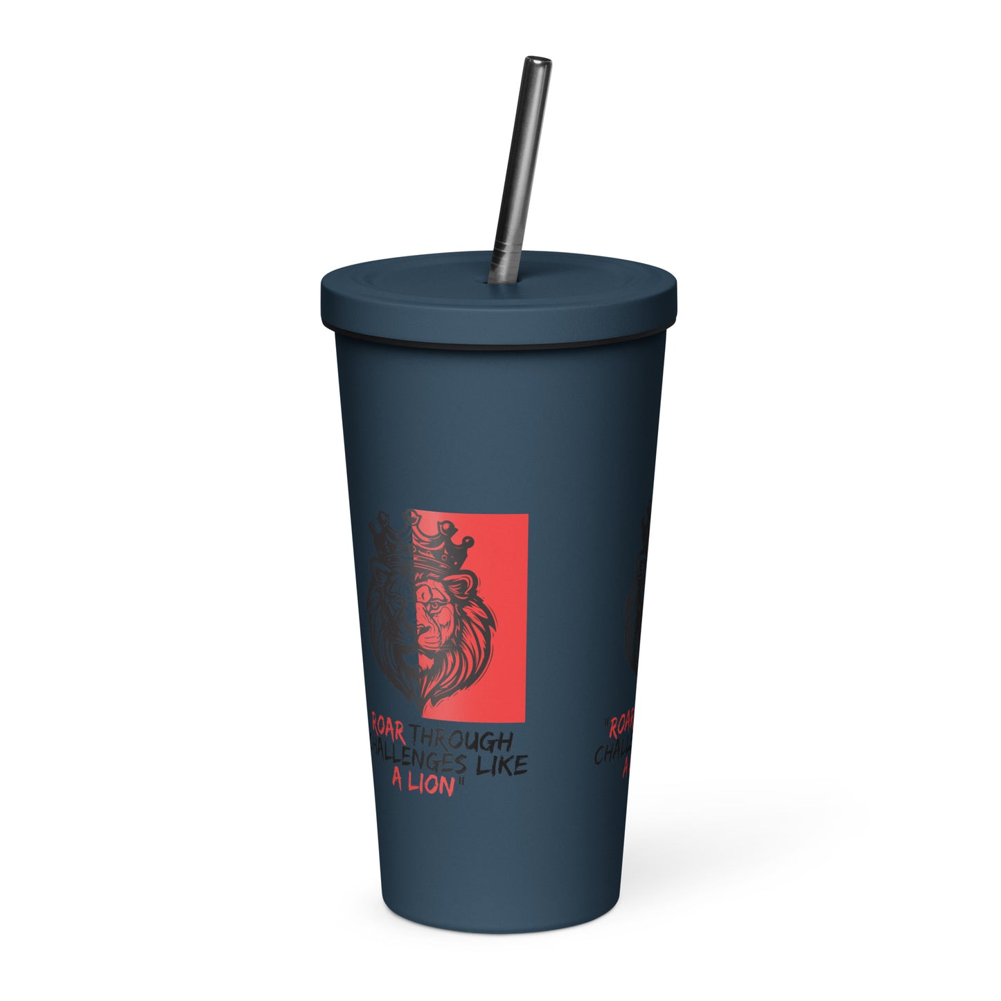 Lion Insulated tumbler with a straw