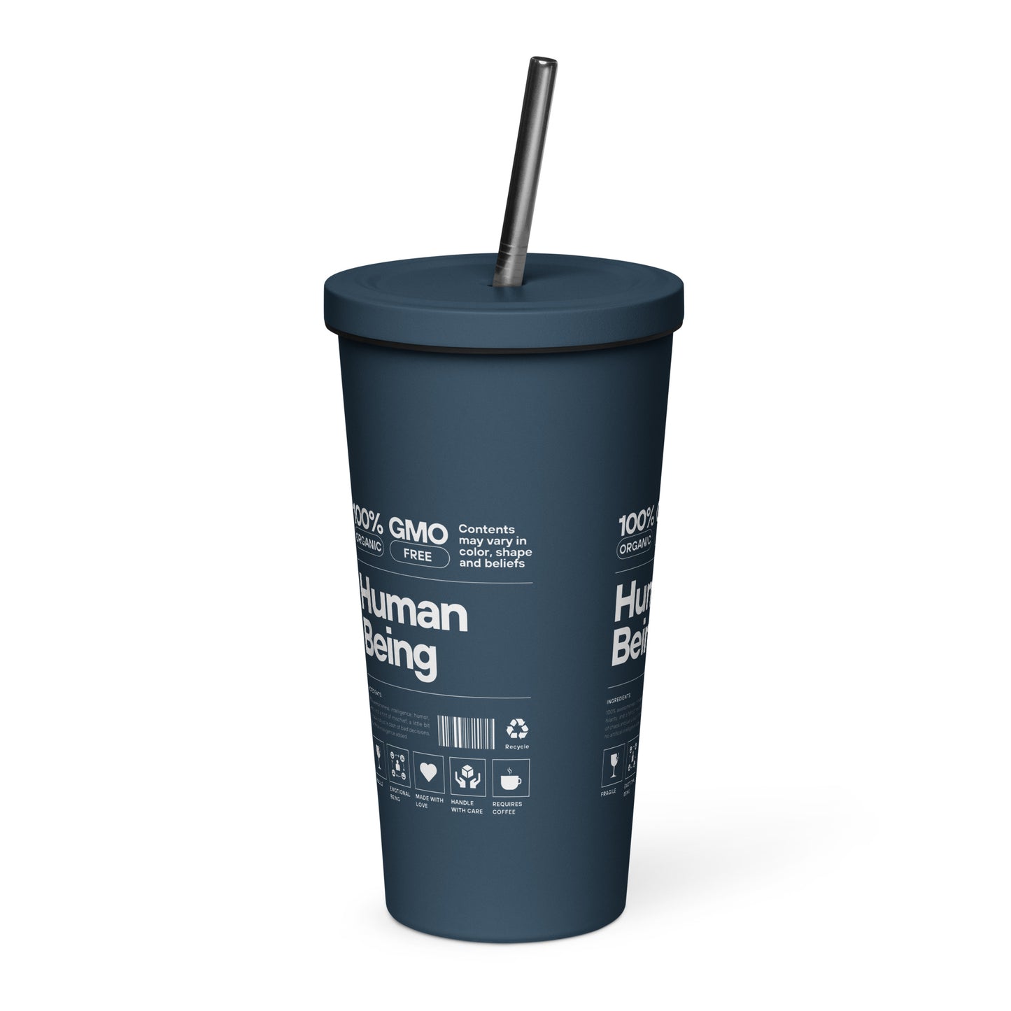 Human Insulated tumbler with a straw