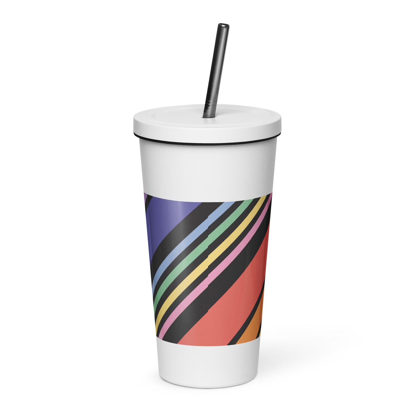 Rainbow Insulated tumbler with a straw