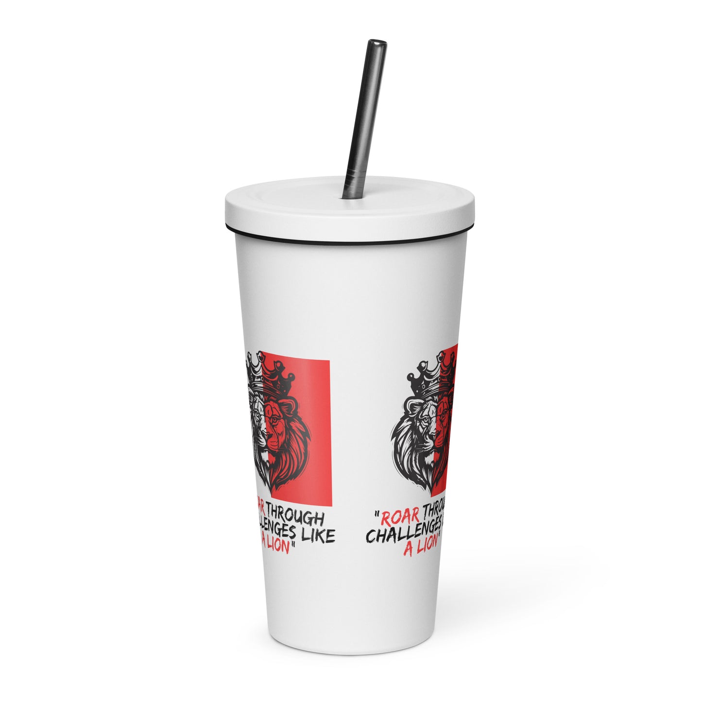 Lion Insulated tumbler with a straw